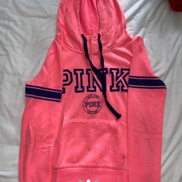 Neon pink quarter zip hoodie from pink - Picture 2 of 3